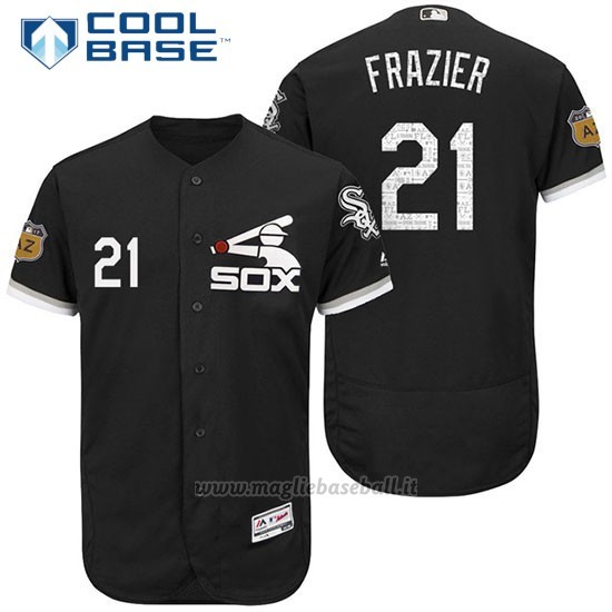 Maglia Baseball Uomo Chicago White Sox Todd Frazier 21 Nero 2017 Allenamento Primaverile Cool Base Giocatore